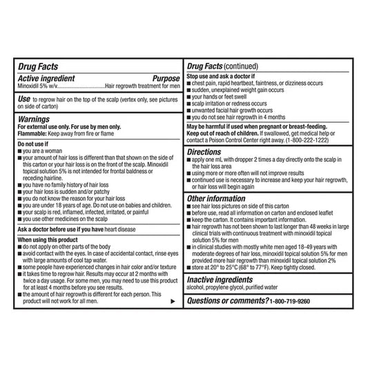 Kirkland Signature Hair Regrowth Treatment Extra Strength for Men, 5% Minoxidil Topical Solution, 2 fl oz