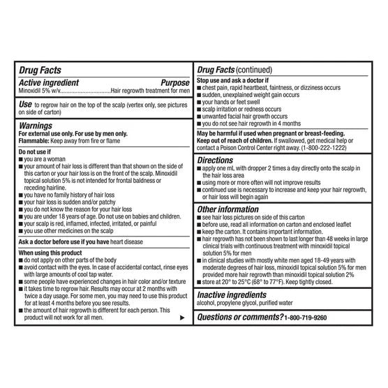 Kirkland Signature Hair Regrowth Treatment Extra Strength for Men, 5% Minoxidil Topical Solution, 2 fl oz