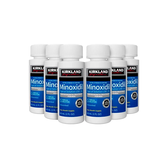 Kirkland Signature Hair Regrowth Treatment Extra Strength for Men, 5% Minoxidil Topical Solution, 2 fl oz, 6-pack